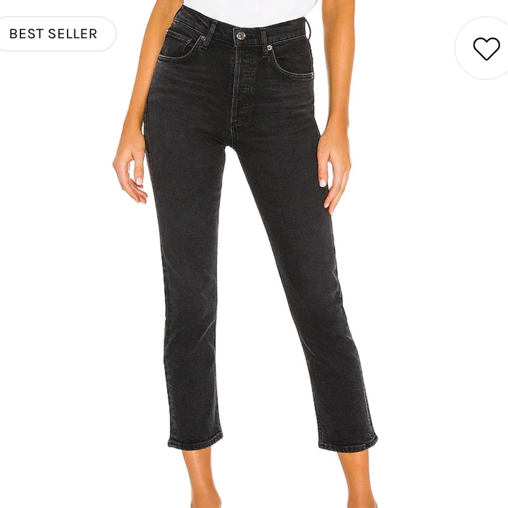 AGOLDE riley crop denim in black